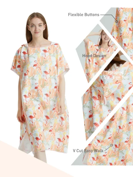 Towel Poncho Womens -Flamingo-