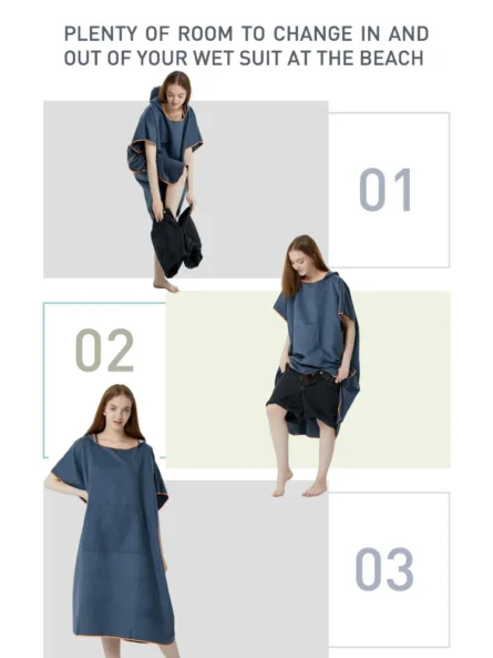 Ladies Towelling Poncho-Aquarelle-Quick-Dry Microfiber - Image 6