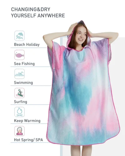 Towelling Poncho Womens -SOFTY-Quick-Dry Microfiber