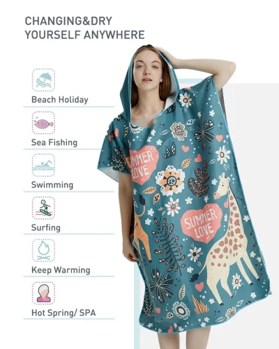 Poncho Towel Womens Summer Love | Quick-Dry -Microfiber