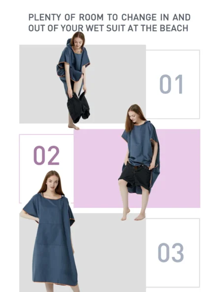 Ladies Poncho Towel-Quick-Dry Microfiber - Image 6