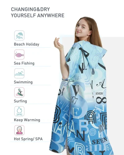 Womens Towel Poncho-Banana Seven-Quick-Dry Microfiber