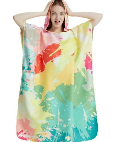 Ladies Towelling Poncho-Aquarelle-Quick-Dry Microfiber