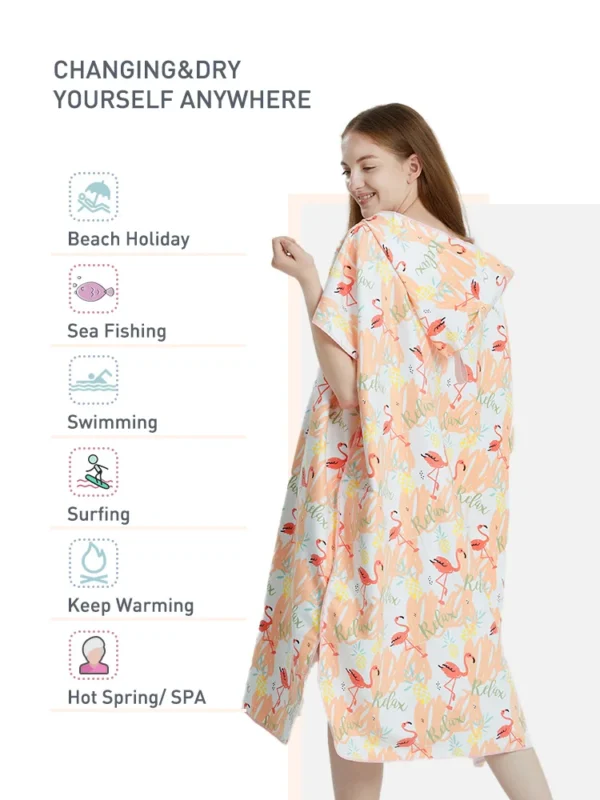 Towel Poncho Womens -Flamingo-