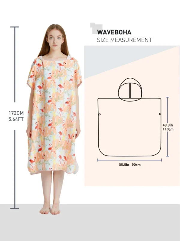 Towel Poncho Womens -Flamingo-