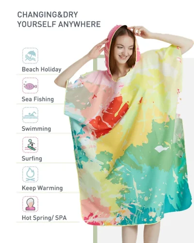 Ladies Towelling Poncho-Aquarelle-Quick-Dry Microfiber