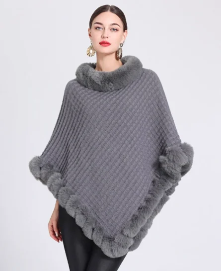 Poncho Women-Fashion Plaid - Image 7