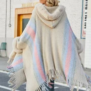 Poncho Womens-Vintage Hooded Harajuku