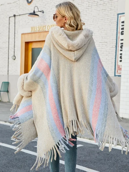 Poncho Womens-Vintage Hooded Harajuku